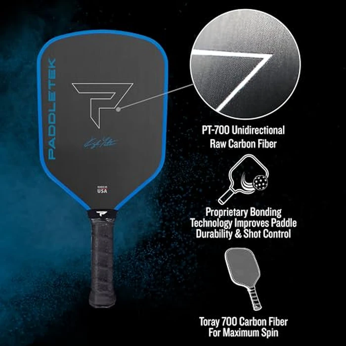 Paddletek Bantam GTO-C 14.3mm Hybrid Pickleball Paddle - Raw Carbon Fiber Face - Aerodynamic Tapered Shape - Polymer Core - 16.25" x 7.75" - 5.5 inch Handle - UPA-A & PBCoR .43 Certified - Made in USA by Paddletek - Image 5