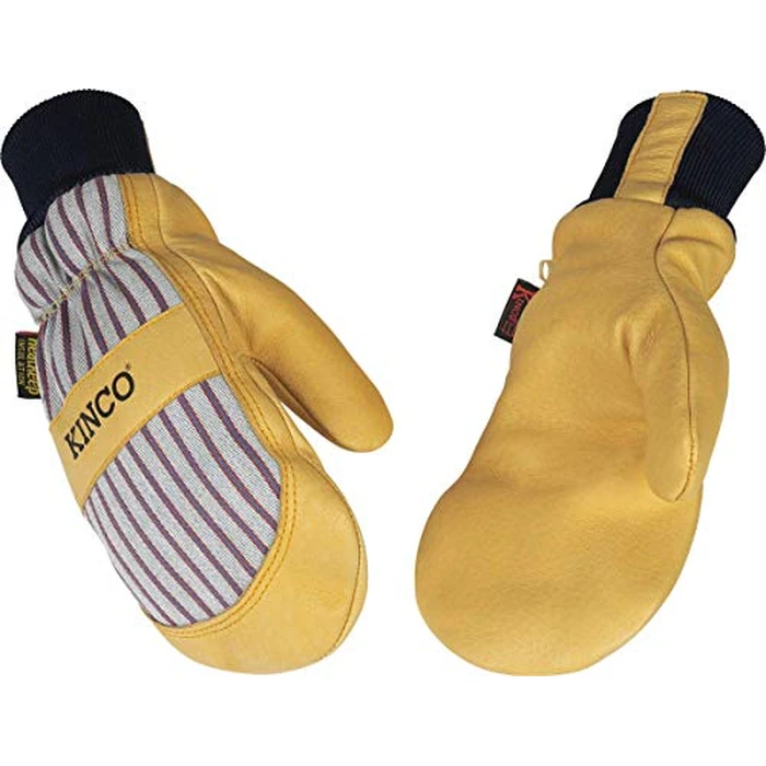 Kinco, 1927KWT-L, Golden Premium Grain Pigskin Palm, Polyester & Elastic Knit Wrist with Leather Pull-Tab, Heatkeep(R) Thermal Insulation, Mitt Outer Shell Over 5-Finger Glove Inside, Large by Kinco - Used - Like New condition - US$23.74