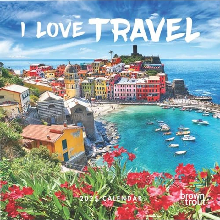 I Love Travel | 2025 12 x 24 Inch Monthly Square Wall Calendar | BrownTrout | Scenic Oceania Photography by BrownTrout - Image 1