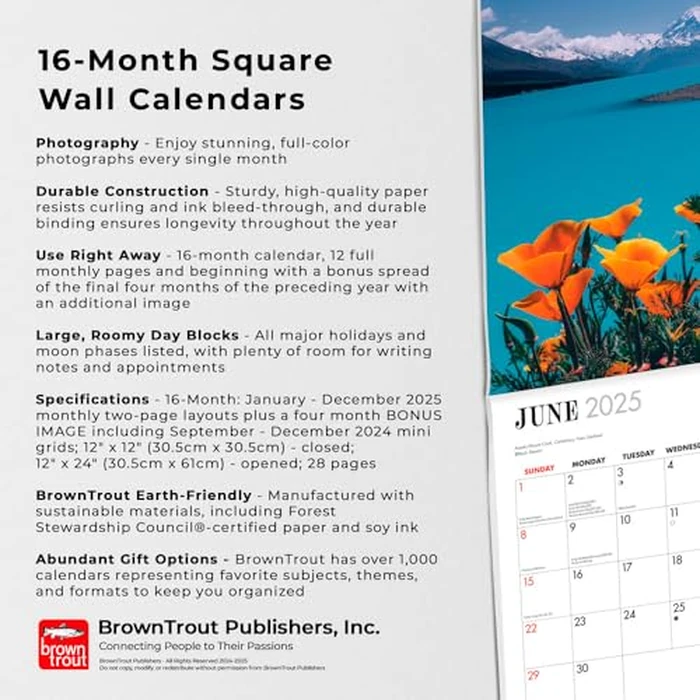 I Love Travel | 2025 12 x 24 Inch Monthly Square Wall Calendar | BrownTrout | Scenic Oceania Photography by BrownTrout - Image 3