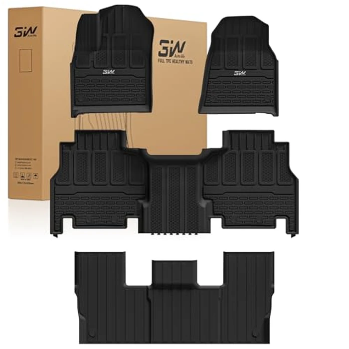 3W Floor Mats Fit for Jeep Grand Wagoneer/Grand Wagoneer L 2022-2025 2026 8 seat (Not Fit for 7 seat), All Weather TPE Floor Liner for 1-3 Rows Full Set Car Mats Black by 3W - Used - Very Good condition
