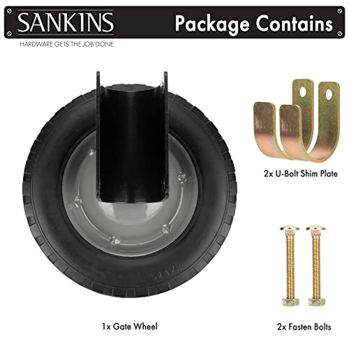 SANKINS Gate Wheel 8" Rubber Gate Caster Heavy Duty Gate Helper Support Wheel Side Mount for Swing Gate Metal Tube Fence Chain Link Gate,Fits 1-5/8" to 2" O.D. Round Tube Gate Frames(1 Pack) by SANKINS - Image 6