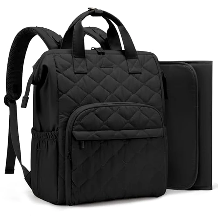 LOVEVOOK Small Diaper Bag Backpack, Mini Baby Bag for Girl Boy with Changing Pad, Diaper Backpack for Mom Dad with Stroller Buckles, Black by LOVEVOOK - Used - Like New condition - US$25.64