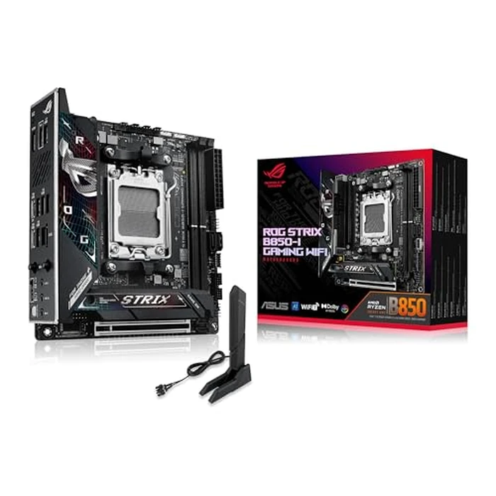 ASUS ROG Strix B850-I Gaming WiFi AMD AM5 B850 Mini-ITX mITX Motherboard 10+2+1 Stages, DDR5, 2.5G LAN, WiFi 7, 2X M.2, PCIe 5.0 x16, USB 20Gbps Type-C, AI Overclocking, AI Networking II, Aura Sync by Asus - Used - Very Good condition - CA$328.10