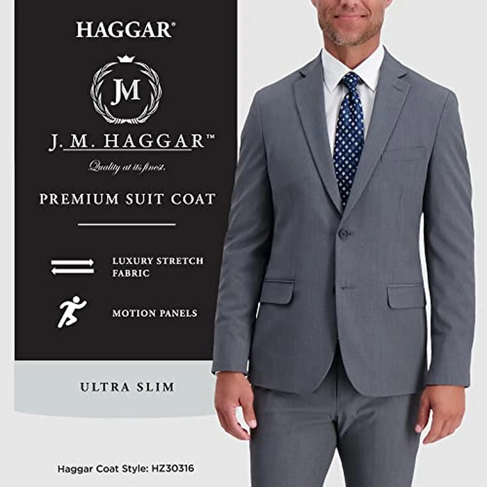 Haggar Men's JMH Premium Stretch Slim Fit Suit Separates - Pants & Jackets Black Solid 42 Tall by Haggar - Image 4