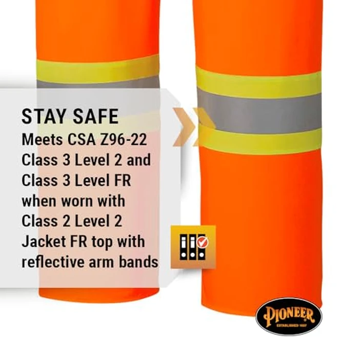 Pioneer Waterproof FR Oil & Chemical Resistant Rain Bib Pants for Men - Lightweight Safety Work Overalls - Class 3 - Orange by Pioneer - Image 4