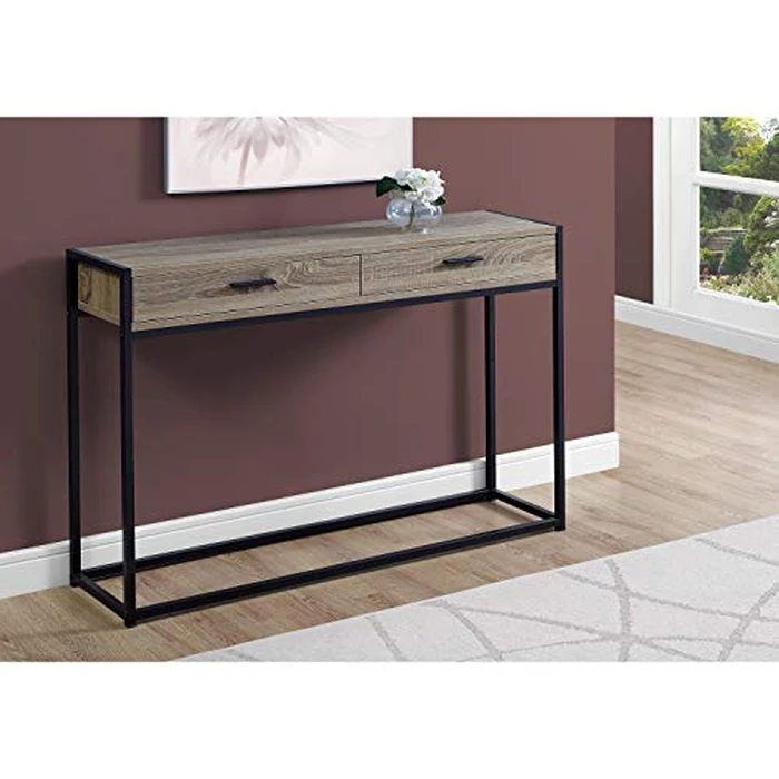 Monarch Specialties I 3511 Accent Table, Console, Entryway, Narrow, Sofa, Storage Drawer, Living Room, Bedroom, Metal, Laminate, Brown, Black, Contemporary by Monarch Specialties - Image 4