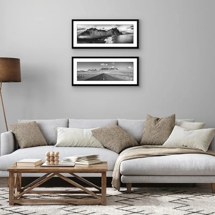 Americanflat 11x27 Picture Frame with Polished Plexiglass - Set of 2 - Use as 8x24 Frame with Mat or Display 11x27 Photo Without Mat - Galleria Collection - Picture Frames for Wall Display - Black by Americanflat - Image 5