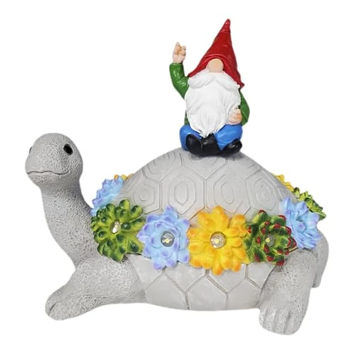 memeyou Gnome Hide a Key Outside Turtle Garden Decor Outdoor Key Hider Statues Funny Decorations for Yard Patio Lawn Solar Figurine with Light Ornaments Housewarming for Women Mom Grandma by memeyou - Image 1