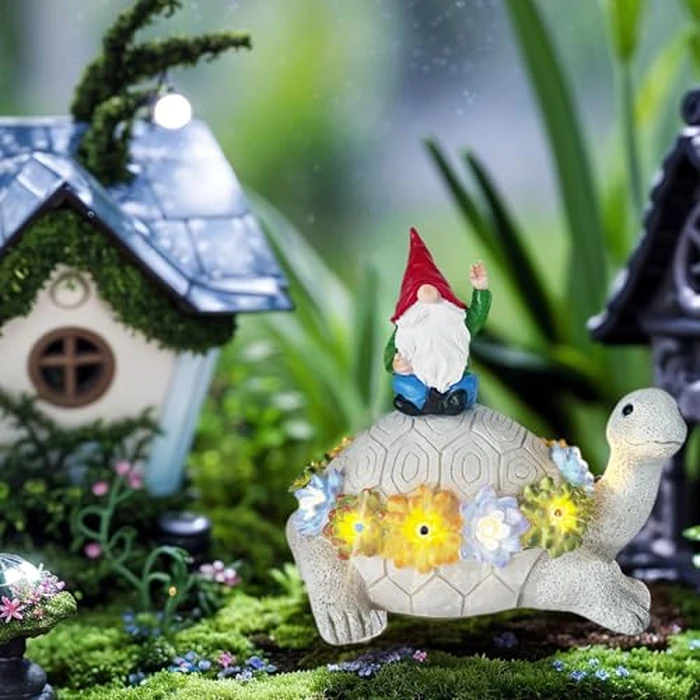 memeyou Gnome Hide a Key Outside Turtle Garden Decor Outdoor Key Hider Statues Funny Decorations for Yard Patio Lawn Solar Figurine with Light Ornaments Housewarming for Women Mom Grandma by memeyou - Image 2