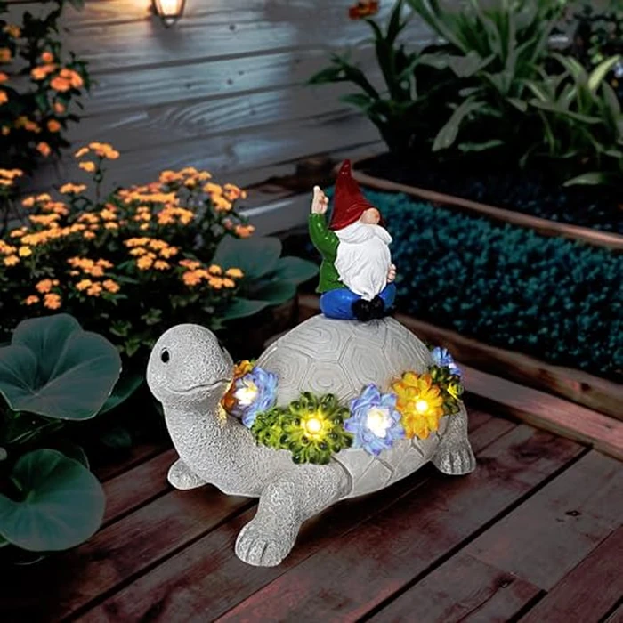 memeyou Gnome Hide a Key Outside Turtle Garden Decor Outdoor Key Hider Statues Funny Decorations for Yard Patio Lawn Solar Figurine with Light Ornaments Housewarming for Women Mom Grandma by memeyou - Image 5