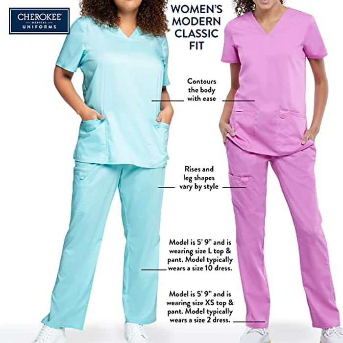Cherokee Scrubs for Women Tuckable V-Neck O.R. Scrub Top with Chest Pocket,Soft Stretch,Easy Care Medical Uniform - WW657, L, by Cherokee - Image 1