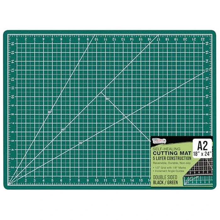 U.S. Art Supply 18" x 24" Self-Healing Cutting Mat 5-Ply - Double-Sided Green/Black Craft Mat, Non-Slip Cutting Mats for Crafts, Sewing, Quilting, Scrapbooking by U.S. Art Supply - Image 1