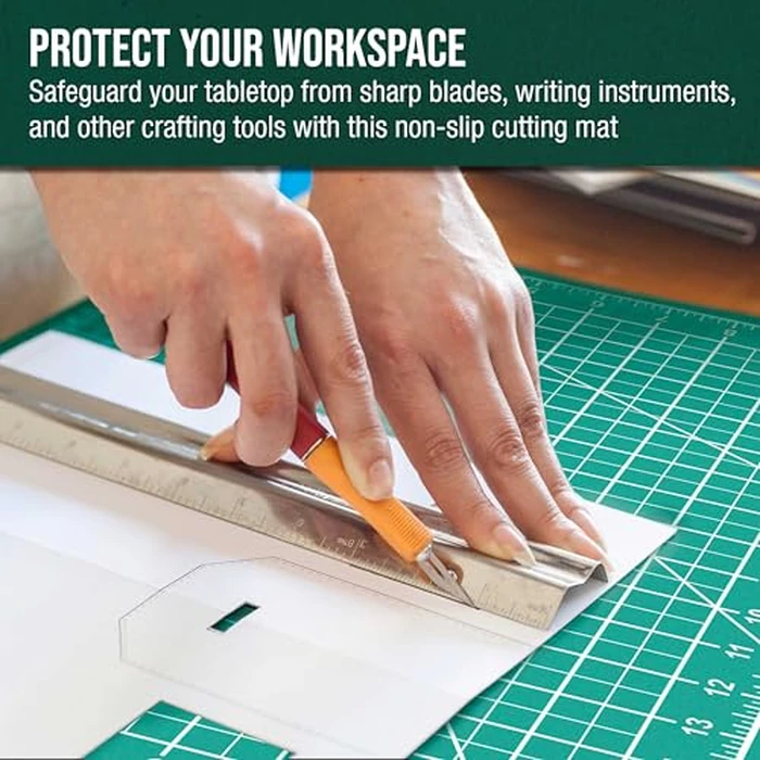 U.S. Art Supply 18" x 24" Self-Healing Cutting Mat 5-Ply - Double-Sided Green/Black Craft Mat, Non-Slip Cutting Mats for Crafts, Sewing, Quilting, Scrapbooking by U.S. Art Supply - Image 6