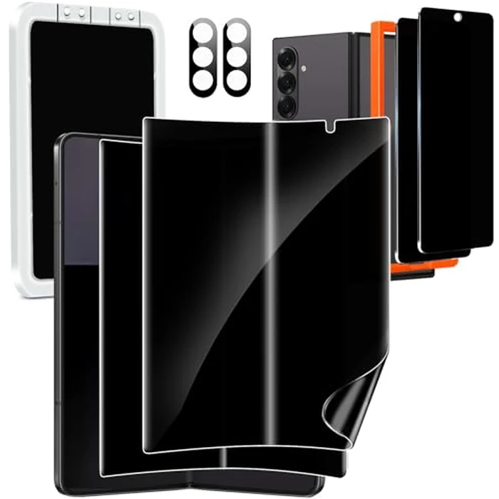 Milomdoi 6 in 1 Privacy Screen Protector for Samsung Galaxy Z Fold 7, 2 Pack Inside Anti-Spy Film with 2Pack Front Tempered Glass + 2 Pacs Camera Lens Protector Accessories by Milomdoi - Image 1