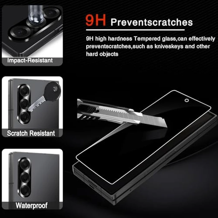 Milomdoi 6 in 1 Privacy Screen Protector for Samsung Galaxy Z Fold 7, 2 Pack Inside Anti-Spy Film with 2Pack Front Tempered Glass + 2 Pacs Camera Lens Protector Accessories by Milomdoi - Image 6