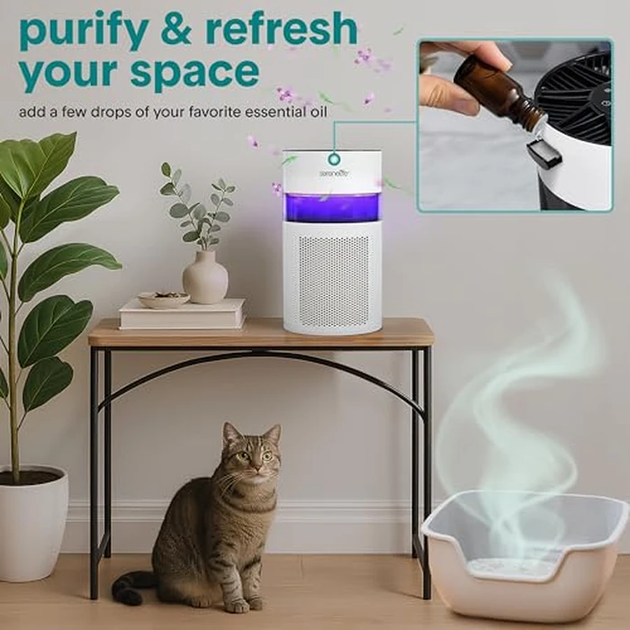 SereneLife Air Purifiers for Home - Smart Wifi App Control & Silent Mode, Small 3-in-1 HEPA Air Filter for Bedroom w/Ambient Lights & Fragrance Sponge - Removes Mold, Dust, Odors & more by SereneLife - Image 3