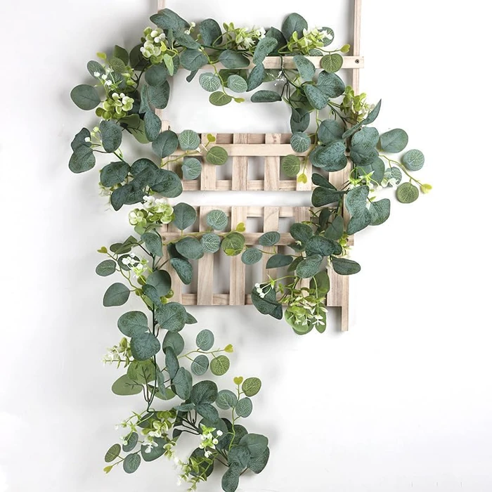 SOMYTING Artificial Eucalyptus Garland, 2 Packs 5.9Ft Faux Greenery Vines with White Babys Breath Flowers Gypsophila Fake Silver Dollar Eucalyptus Leaves Vines for Wedding Party Mantle Table Decor by SOMYTING - Image 4