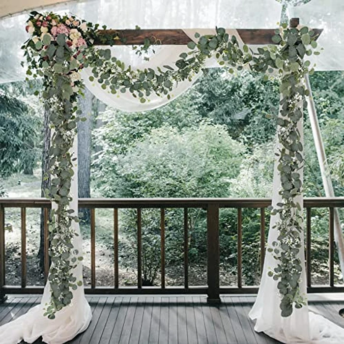 SOMYTING Artificial Eucalyptus Garland, 2 Packs 5.9Ft Faux Greenery Vines with White Babys Breath Flowers Gypsophila Fake Silver Dollar Eucalyptus Leaves Vines for Wedding Party Mantle Table Decor by SOMYTING - Image 7