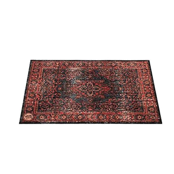 DRUMnBASE Vintage Persian Style Stage Rug, Non Slip Waterproof Rug for Stage or Studio Use to Reduce Vibrations, Black Red, 4.26 FT X 3 FT by DRUM N BASE - Image 1