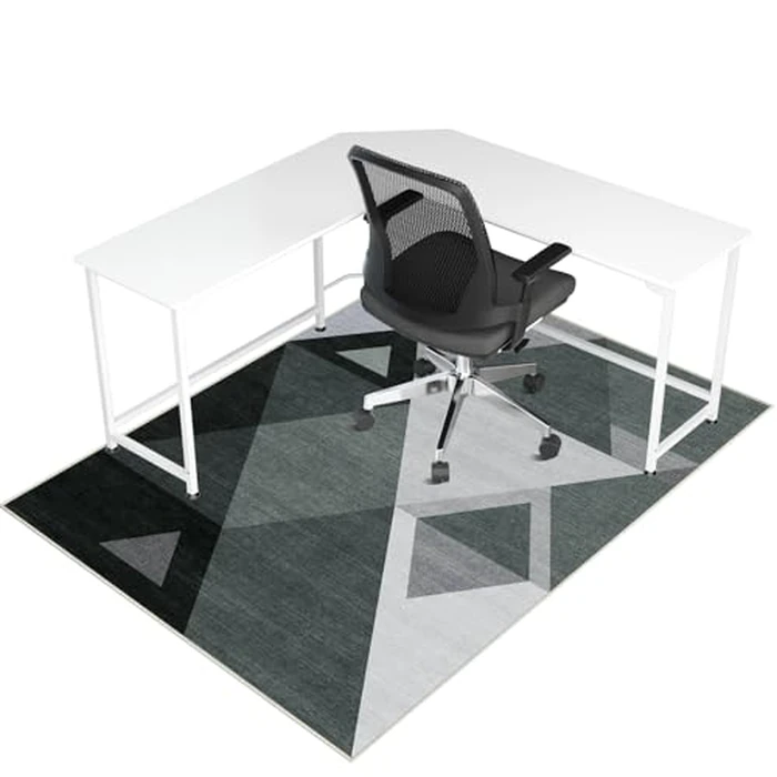 Office Chair Mat for Hardwood Floor & Tile Floor, 48"X 60" Heavy Duty Desk Chair Mat for Hard Floors, Under Desk Rug for Rolling Computer Chair,Anti Slip,Low Pile Carpet Protector-Triangle by Lreedy - Used - Very Good condition - CA$34.91