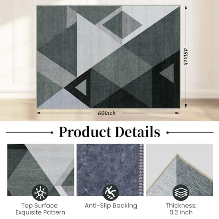 Office Chair Mat for Hardwood Floor & Tile Floor, 48"X 60" Heavy Duty Desk Chair Mat for Hard Floors, Under Desk Rug for Rolling Computer Chair,Anti Slip,Low Pile Carpet Protector-Triangle by Lreedy - Image 2