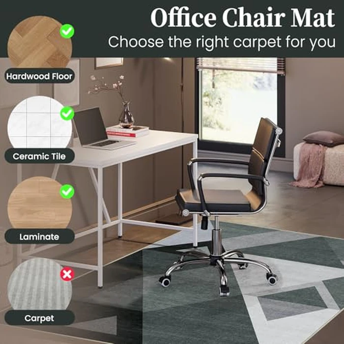 Office Chair Mat for Hardwood Floor & Tile Floor, 48"X 60" Heavy Duty Desk Chair Mat for Hard Floors, Under Desk Rug for Rolling Computer Chair,Anti Slip,Low Pile Carpet Protector-Triangle by Lreedy - Image 3