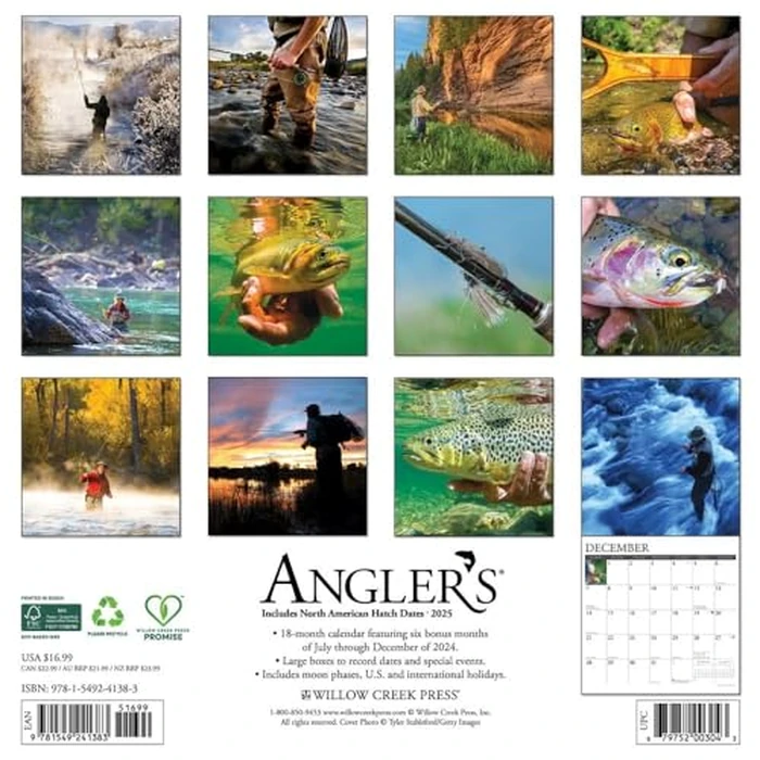 Angler's 2025 12" x 12" Wall Calendar by WILLOW CREEK - Image 2