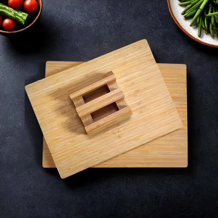 Bamboo Cutting Boards Set with Stand - 3 Piece Charcuterie Board & Butcher Block with Handle, Truly Glue Free, Non Toxic Wood Chopping Serving Boards for Kitchen Gift Set by Homish by homish - Image 7