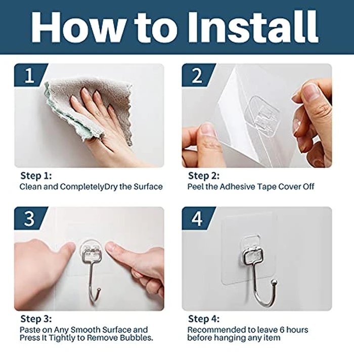 Antimbee 10-Pack All-Purpose Large Adhesive Hooks for Hanging, Banana Hook, Heavy Duty Adhesive Hooks 37 lb(Max), Sticky Wall Hook fit Home, Bathroom, Kitchen, Office and Outdoor by Antimbee - Image 7