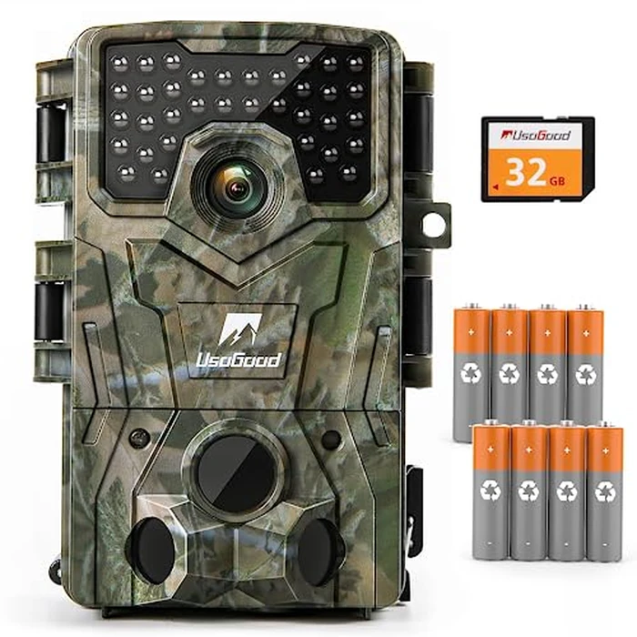 usogood Trail Camera,4K 36MP Game Camera with 8 Batteries&32GB Card, Night Vision Motion Activated,IP66 Waterproof,120 degrees Detection Angl,850nm Low Glow Infrared Hunting Camera for Wildlife Monitoring by usogood - Used - Acceptable condition - CA$40.31