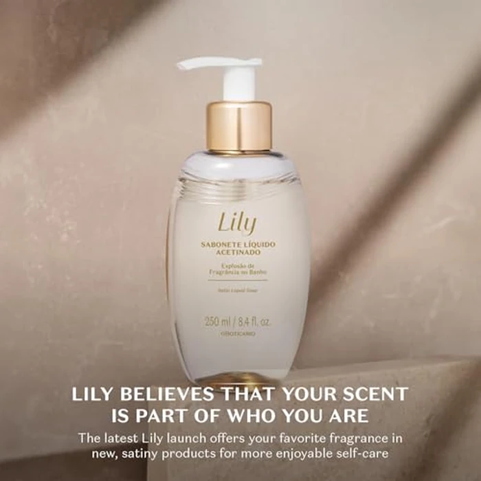 O Boticário Lily Satin Body Wash, Sophisticated Bath & Shower Gel Soap for Luxurious Soft Skin, Lily Fragrance Scented, 8.4 Ounce (250ml) by O BOTICARIO - Image 3