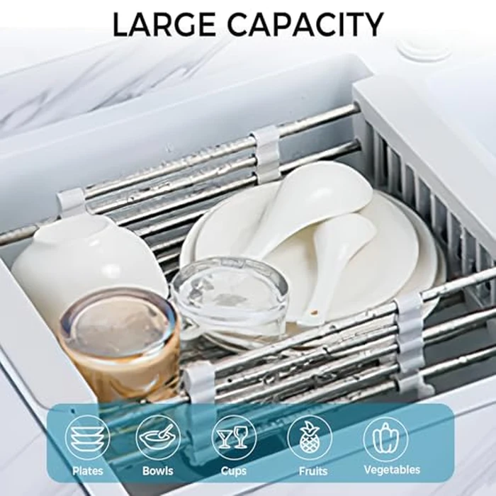 COVRA Over Sink Dish Drying Rack, Stainless Steel Drainer for 11"-19" Sinks, Kitchen Countertop Organizer for Dishes, Vegetables, and Fruits (Black) by COVRA - Image 4