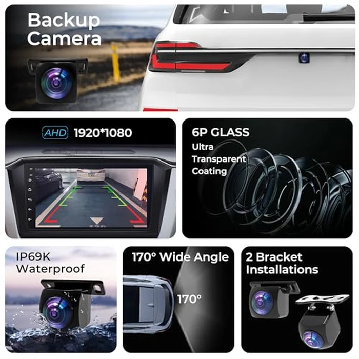 Bzgnl AHD 1080P Backup Camera for Car,170 Degree Wide Angle Rearview Reversing License Plate IP69K Waterproof Camera,Clear Night Vision Reverse Rear View Camera for Car Vehicle SUV RV by Bzgnl - Image 7