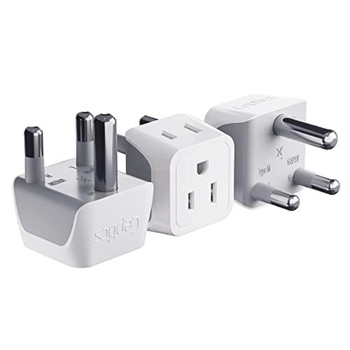 Ceptics South Africa, Namibia Travel Adapter Plug with Dual Usa Input - Type M - Ultra Compact - Safe Grounded Perfect for Cell Phones, Laptops, Camera Chargers and More 3 Pack (CT-10L) by Ceptics - Image 1