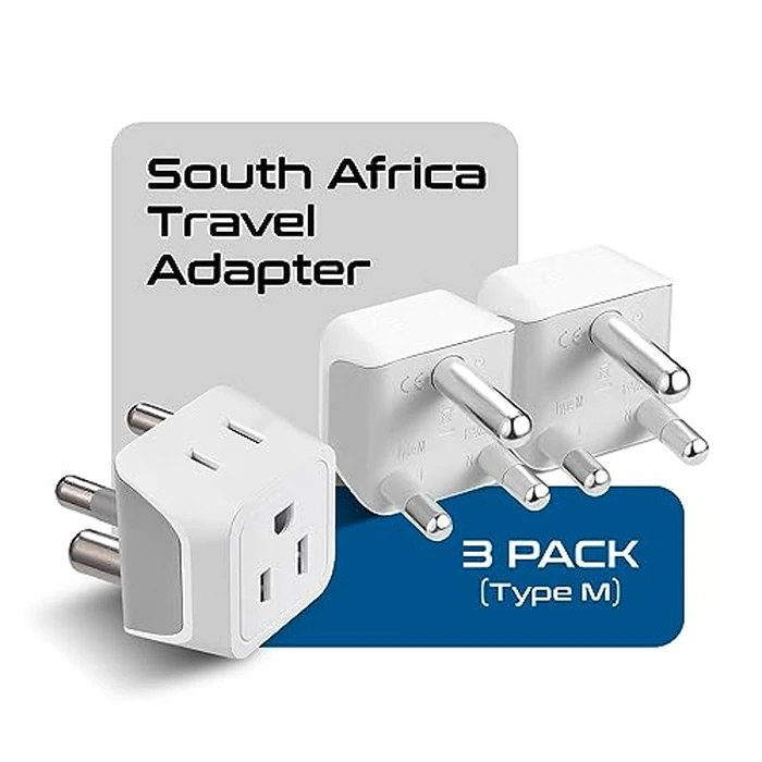 Ceptics South Africa, Namibia Travel Adapter Plug with Dual Usa Input - Type M - Ultra Compact - Safe Grounded Perfect for Cell Phones, Laptops, Camera Chargers and More 3 Pack (CT-10L) by Ceptics - Image 2