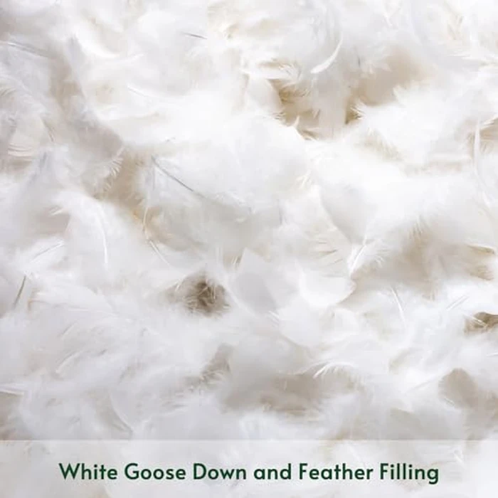OTOSTAR Pack of 1 Down and Feather Throw Pillow Insert, 22 x 22 Soft Fluffy Pillow Insert with 100% Cotton Cover Decorative Pillow for Sofa Couch Bed-White by OTOSTAR - Image 2