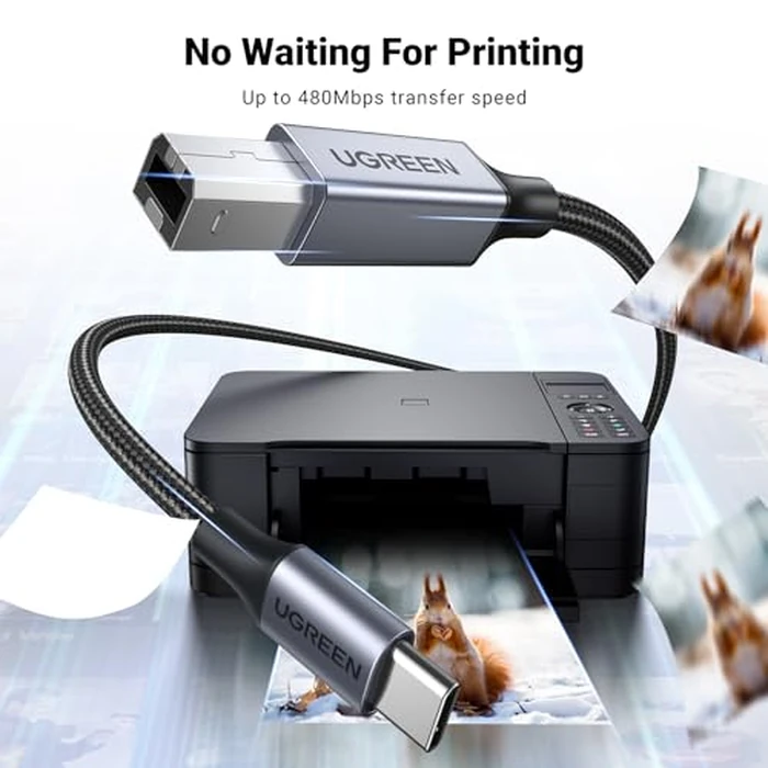 UGREEN USB C Printer Cable - 16 FT Nylon USB B to C Printer Cord for MacBook Pro/Air, Compatible with Yamaha Piano MIDI Keyboard, DAC, DJ Controller for iPad Pro by UGREEN - Image 5