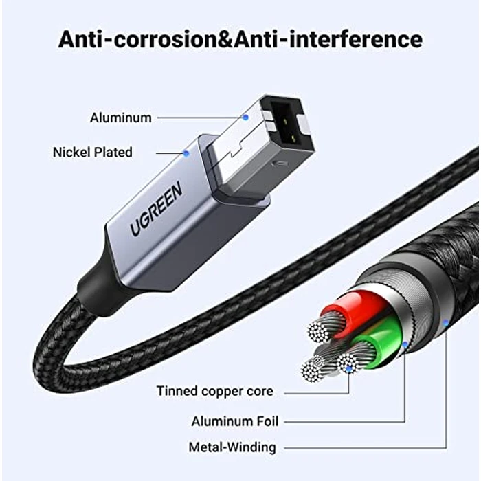 UGREEN USB C Printer Cable - 16 FT Nylon USB B to C Printer Cord for MacBook Pro/Air, Compatible with Yamaha Piano MIDI Keyboard, DAC, DJ Controller for iPad Pro by UGREEN - Image 8