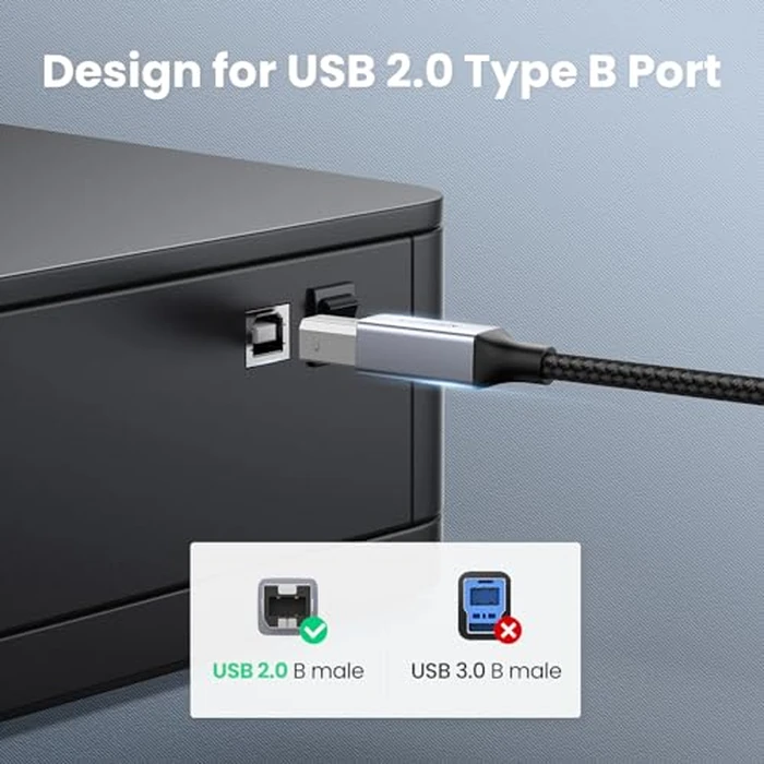UGREEN USB C Printer Cable - 16 FT Nylon USB B to C Printer Cord for MacBook Pro/Air, Compatible with Yamaha Piano MIDI Keyboard, DAC, DJ Controller for iPad Pro by UGREEN - Image 9