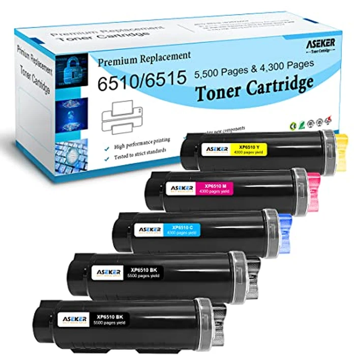 6510 6515 Toner Cartridge Compatible for Xerox WorkCentre 6515DN 6515DNI 6515DNM 6515N Phaser 6510DN 6510DNI 6510DNM 6510N 5500&4300 Pages 106R03480 106R03690 106R03691 106R03692 ( 2BK/C/M/Y) by ASEKER - Image 1