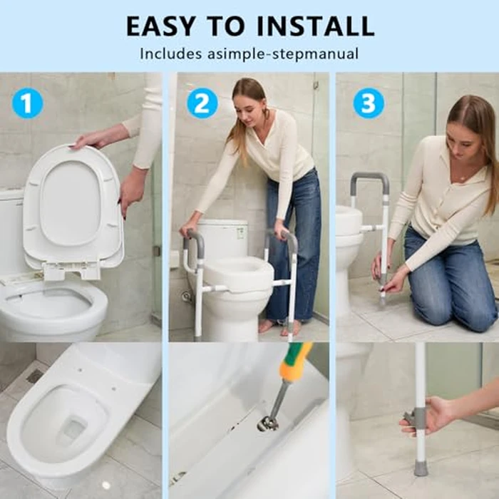 YrHeiper Toilet Seat Risers for Seniors - Raised Toilet Seat with Handles Over Toilet - Elevated Toilet Seat for Handicap & Elderly, Adds 3.5 Inches Height, Assists Standing & Sitting by YrHeiper - Image 5