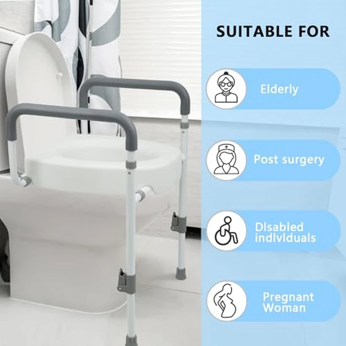 YrHeiper Toilet Seat Risers for Seniors - Raised Toilet Seat with Handles Over Toilet - Elevated Toilet Seat for Handicap & Elderly, Adds 3.5 Inches Height, Assists Standing & Sitting by YrHeiper - Image 6