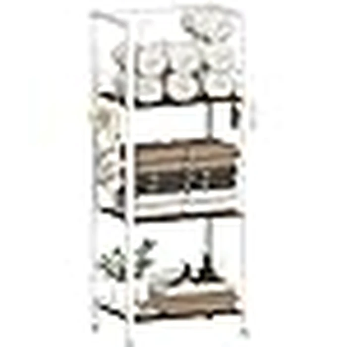 Mondazie Free Standing Towel Racks for Bathroom with U-Shaped Detachable Dividers, 3-Tier Floor Towels Holder Stand with Shelf & 8 S-Hooks, Metal Pool Towel Storage Organizer for Home, Poolside, White by Mondazie - Image 3