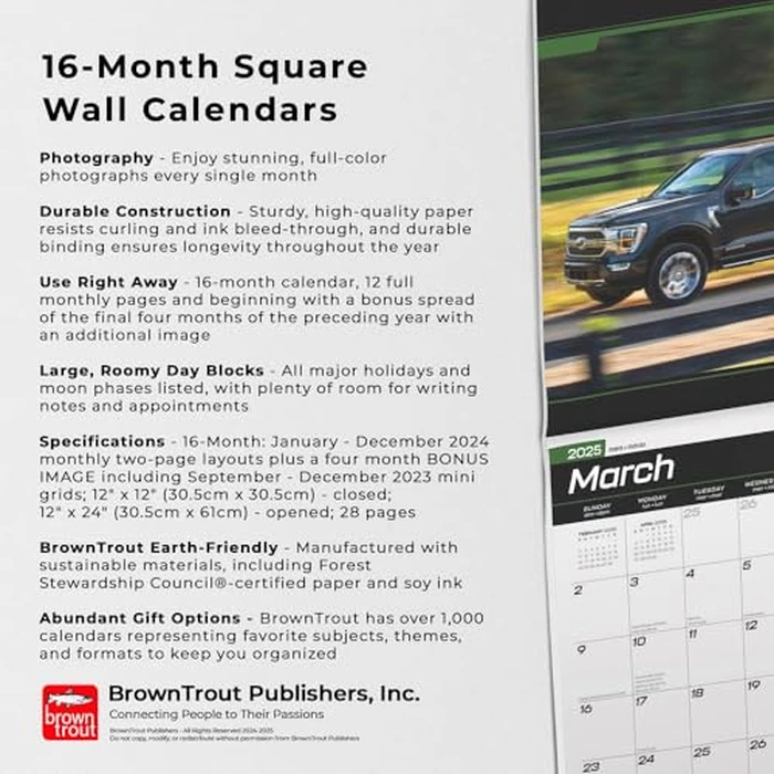 Ford F150 Trucks OFFICIAL | 2025 12 x 24 Inch Monthly Square Wall Calendar | BrownTrout | Automotive Manufacturer F-Series by BrownTrout - Image 3