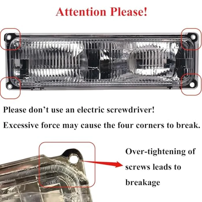 ISHARINGAUTOPARTS Headlights+Bumper Turn Signal Lamps+Amber Corner Side Marker Lights Compatible with 1994 1995 1996 1997 1998 1999 Chevy C/K Suburban 1500 2500 3500 Chrome Housing OE Style by ISHARINGAUTOPARTS - Image 4