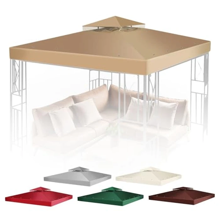 Flexzion Gazebo Cover Replacement Canopy Top 8x8 Ft (2.4m x 2.4m) - Double Tier Top Canopy Cover Replacement with UV30+, Dirt, Water Resistant for Outdoor, Sunshade, Garden, Patio, Pavilion by Flexzion - Used - Like New condition - CA$31.21