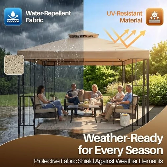 Flexzion Gazebo Cover Replacement Canopy Top 8x8 Ft (2.4m x 2.4m) - Double Tier Top Canopy Cover Replacement with UV30+, Dirt, Water Resistant for Outdoor, Sunshade, Garden, Patio, Pavilion by Flexzion - Image 6
