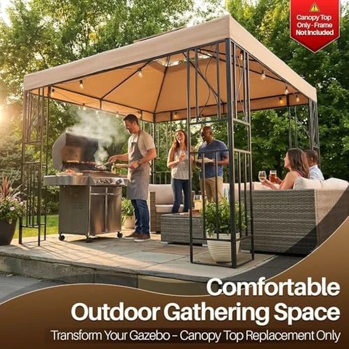 Flexzion Gazebo Cover Replacement Canopy Top 8x8 Ft (2.4m x 2.4m) - Double Tier Top Canopy Cover Replacement with UV30+, Dirt, Water Resistant for Outdoor, Sunshade, Garden, Patio, Pavilion by Flexzion - Image 8