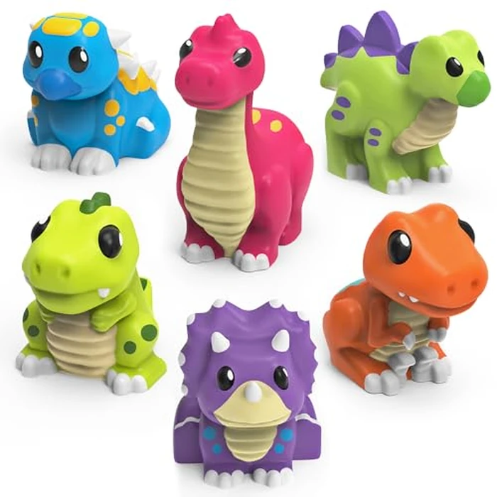 Tub Works(R) Dinosaur Mold Free Bath Toys, 6 Pack | Sealed, No Hole Bath Toys Design Keeps Moisture Out | Soft, Squeezable & Float on Water | Easy-Grip Baby & Toddler Bath Toy Set | Great Baby Pool Toys by Tub Works - Image 1